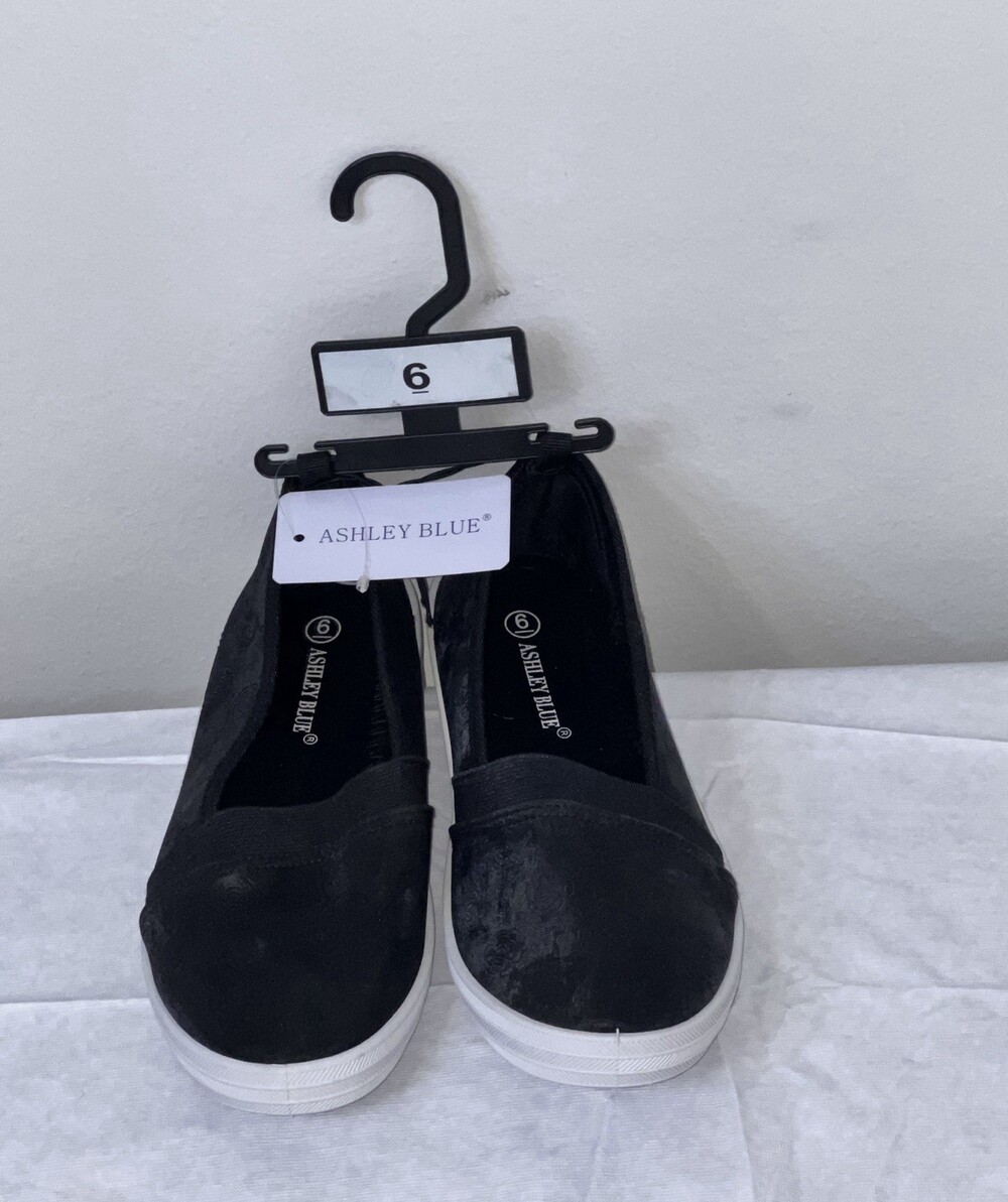 Ashley Blue Women’s Size 6 Black Slip On Canvas Sneakers Casual Shoes NWT